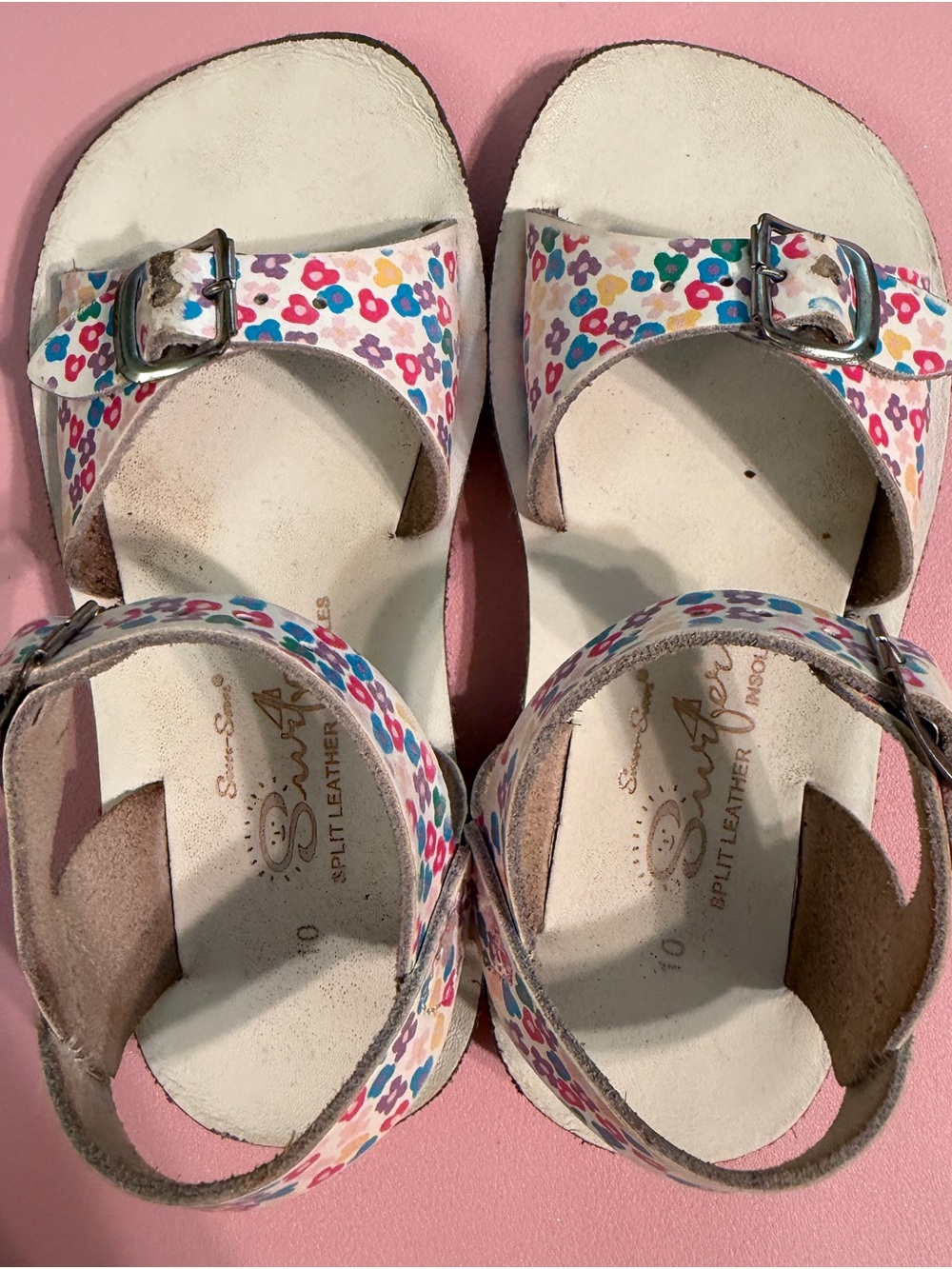 Sun San Surfer Floral Sandal, Sz 10 Toddler, Very Used
